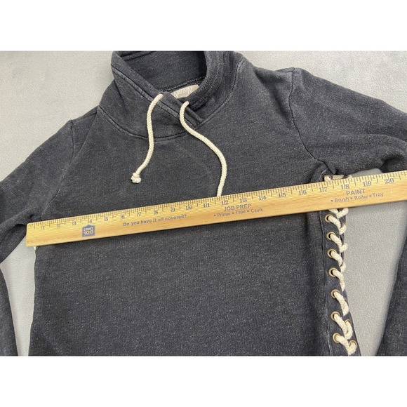 Nation LTD Sweatshirt XS Black Pullover Alexis Lace Up Sides Drawstring Top USA - Picture 7 of 12